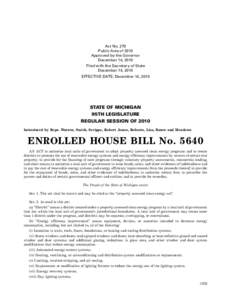 Act No. 270 Public Acts of 2010 Approved by the Governor December 14, 2010 Filed with the Secretary of State December 14, 2010