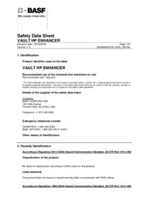 Safety Data Sheet VAULT HP ENHANCER Revision date : Version: 1.0  Page: 1/9