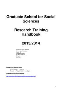 Graduate School for Social Sciences Research Training Handbook[removed]College of Social Sciences