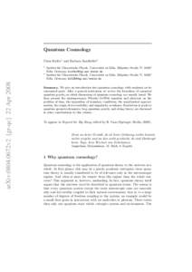 Quantum Cosmology Claus Kiefer1 and Barbara Sandh¨ ofer2 1  arXiv:0804.0672v2 [gr-qc] 22 Apr 2008