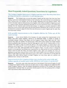 CSKT Water Compact FAQs  Most Frequently Asked Questions/Assertions by Legislators The Compact implies that project irrigators get less water than they have been getting and that it is reduced to 1.4 acre feet per year. 