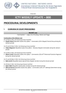 ICTY WEEKLY UPDATE – 800