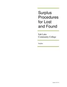 Surplus Procedures for Lost and Found