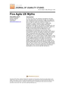 Vol. 8, Issue 3, May 2013 pp[removed]Five Agile UX Myths Diana DeMarco Brown Principal UX Designer Nuance, Healthcare
