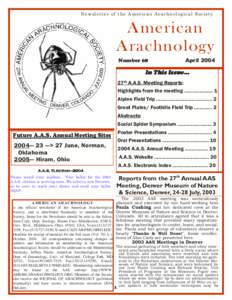 Newsletter of the American Arachnological Society  American Arachnology Number 68