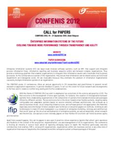 Call for Papers – CONFENIS 2012 Conference: 19 – 21 September 2012, Gent