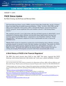    AUGUST 11, 2010 PACE Status Update By Mark Zimring, Ian Hoffman and Merrian Fuller