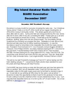 Big Island Amateur Radio Club BIARC Newsletter December 2007