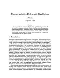 Non-perturbative Hydrostati
 Equilibrium J. Wisdom August 5, 1996 Abstra
t A non-perturbative treatment of hydrostati
 equilibrium is presented. We