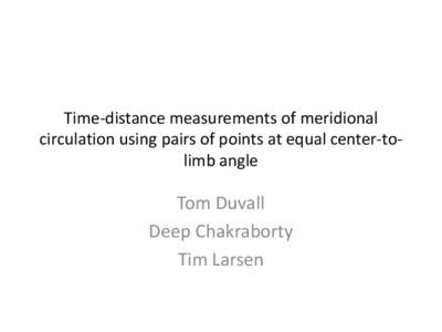 Time-distance measurements of meridional circulation using pairs of points at equal center-to-limb angle