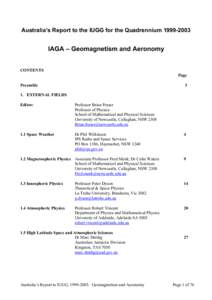 Plasma physics / Astronomy / Planetary science / Geomagnetism / Geophysics / Ionosphere / Space weather / International Association of Geomagnetism and Aeronomy / Birkeland current / Physics / Space plasmas / Astrophysics