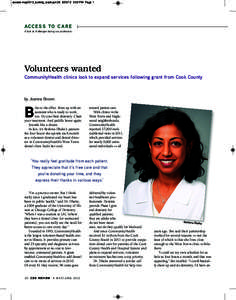 access-may2012_looking_back.jan[removed]:33 PM Page 1  A CC E S S TO C A R E A look at challenges facing our profession.  Volunteers wanted