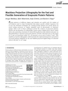 Protein Patterns  Maskless Projection Lithography for the Fast and Flexible Generation of Grayscale Protein Patterns Ansgar Waldbaur, Björn Waterkotte, Katja Schmitz, and Bastian E. Rapp*