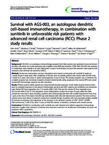 Survival with AGS-003, an autologous dendritic cellŁbased immunotherapy, in combination with sunitinib in unfavorable risk patients with advanced renal cell carcinoma (RCC): Phase 2 study results