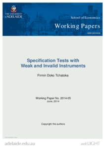 School of Economics  Working Papers ISSN[removed]Specification Tests with
