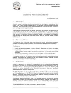 Planning and Urban Management Agency Planning Policy Disability Access Guideline 30 September 2008