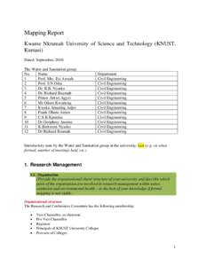 Mapping Report Kwame Nkrumah University of Science and Technology (KNUST, Kumasi) Dated: September, 2010. The Water and Sanitation group: No.