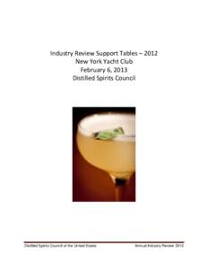 Industry Review Support Tables – 2012 New York Yacht Club February 6, 2013 Distilled Spirits Council  Distilled Spirits Council of the United States
