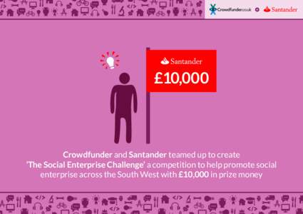 £10,000  Crowdfunder and Santander teamed up to create ‘The Social Enterprise Challenge’ a competition to help promote social enterprise across the South West with £10,000 in prize money