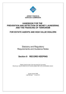 JERSEY FINANCIAL SERVICES COMMISSION HANDBOOK FOR THE PREVENTION AND DETECTION OF MONEY LAUNDERING AND THE FINANCING OF TERRORISM