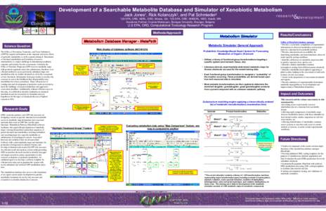 Development of a Searchable Metabolite Database and Simulator of Xenobiotic Metabolism Jack Jones1, Rick Kolanczyk2, and Pat Schmieder2 1US research