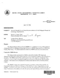 Memorandum concerning National Remedy Review Board Recommendations for the Bridgeport Rental and Oil Storage Superfund SIte