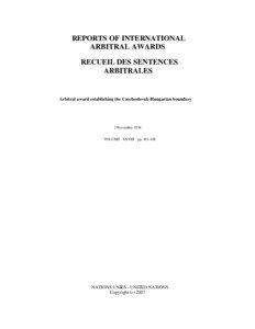 REPORTS OF INTERNATIONAL ARBITRAL AWARDS RECUEIL DES SENTENCES