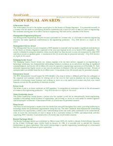 Award Guide  Use this guide to select the award that is best suited for your nomination. INDIVIDUAL AWARDS Achievement Award