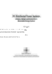 DC Distributed Power Systems Analysis, Design and Control for a Renewable Energy System Per Karlsson