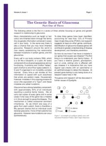 Volume 4, Issue 1  Page 2 The Genetic Basis of Glaucoma Part One of Three