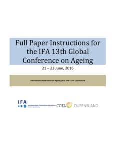 Full Paper Instructions for the IFA 13th Global Conference on Ageing