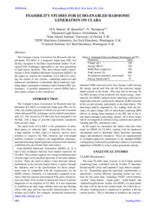 WEPSO41  Proceedings of FEL2013, New York, NY, USA FEASIBILITY STUDIES FOR ECHO-ENABLED HARMONIC GENERATION ON CLARA