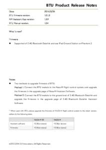 BTU Product Release Notes Date: BTU firmware version: