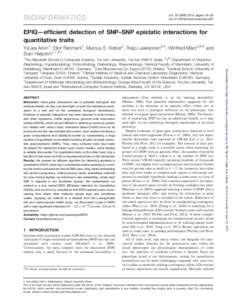 BIOINFORMATICS  Vol. 30 ISMB 2014, pages i19–i25 doi:bioinformatics/btu261  EPIQ—efficient detection of SNP–SNP epistatic interactions for
