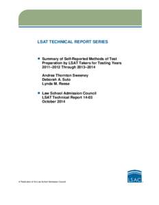 Summary of Self-Reported Methods of Test Preparation by LSAT Takers for