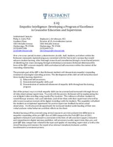 E‐IQ  Empathic Intelligence: Developing a Program of Excellence   in Counselor Education and Supervision     Institutional Contacts: 