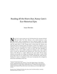 Reading All the Rivers Run, Nancy Cato’s Eco-Historical Epic Susan Sheridan N