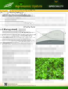 Alfalfa Harvest Management  The most important management practice to maximize yield potential, quality, and profitability of an alfalfa crop is timing of the cuttings.  A late summer alfalfa cutting should o