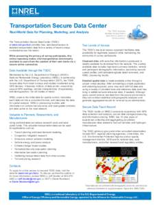 Transportation Secure Data Center: Real-World Data for Planning, Modeling, and Analysis (Fact Sheet), NREL (National Renewable Energy Laboratory)