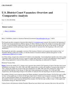 U.S. District Court Vacancies: Overview and Comparative Analysis