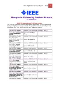 IEEE MQ Student Branch Report – Macquarie University Stude nt Branch 