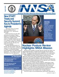 April[removed]National Nuclear Security Administration Monthly News New START Treaty and