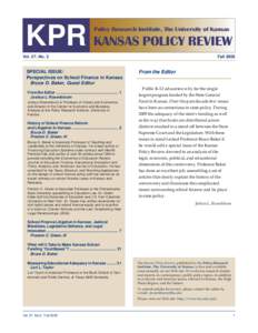Policy Research Institute  KANSAS POLICY REVIEW KPR KANSAS POLICY REVIEW Policy Research Institute, The University of Kansas