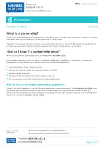 Partnerships Fact sheet no. BDL08 July 2014  What is a partnership?