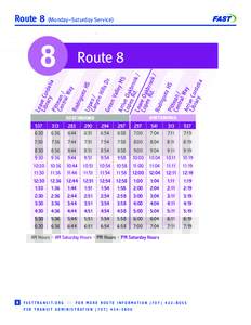Route 8  (Monday–Saturday Service) 8