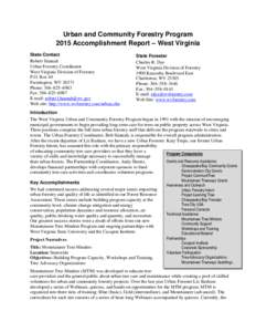 Urban and Community Forestry Program 2015 Accomplishment Report West Virginia