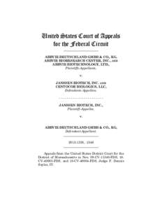 United States Court of Appeals for the Federal Circuit ______________________ ABBVIE DEUTSCHLAND GMBH & CO., KG, ABBVIE BIORESEARCH CENTER, INC., AND