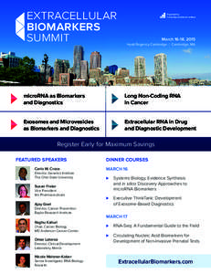 EXTRACELLULAR BIOMARKERS SUMMIT Organized by Cambridge Healthtech Institute
