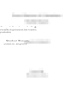 Research Experiences for Undergraduates  Student Reports INDIANA UNIVERSITY