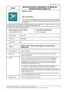 EASA PAD No.: NOTIFICATION OF A PROPOSAL TO ISSUE AN AIRWORTHINESS DIRECTIVE  EASA